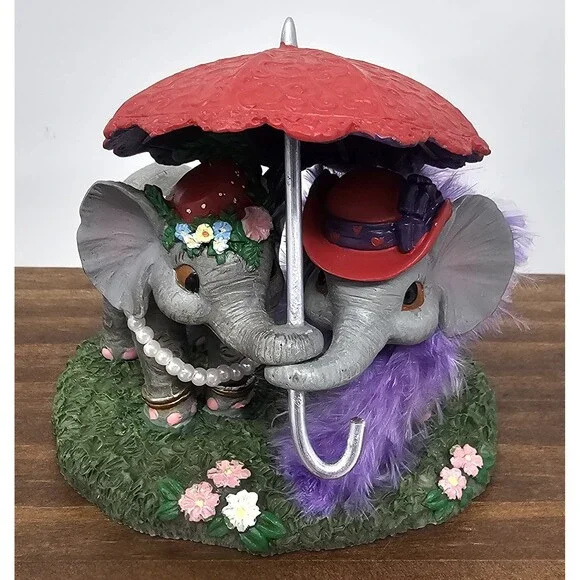 Hamilton True Friends Brighten Your Day Elephants Red Hat Umbrella Figure #0256A - Picture 1 of 8